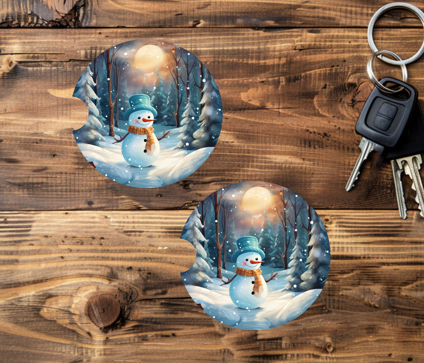 Christmas/Winter Neoprene Car Coasters - 2 pack