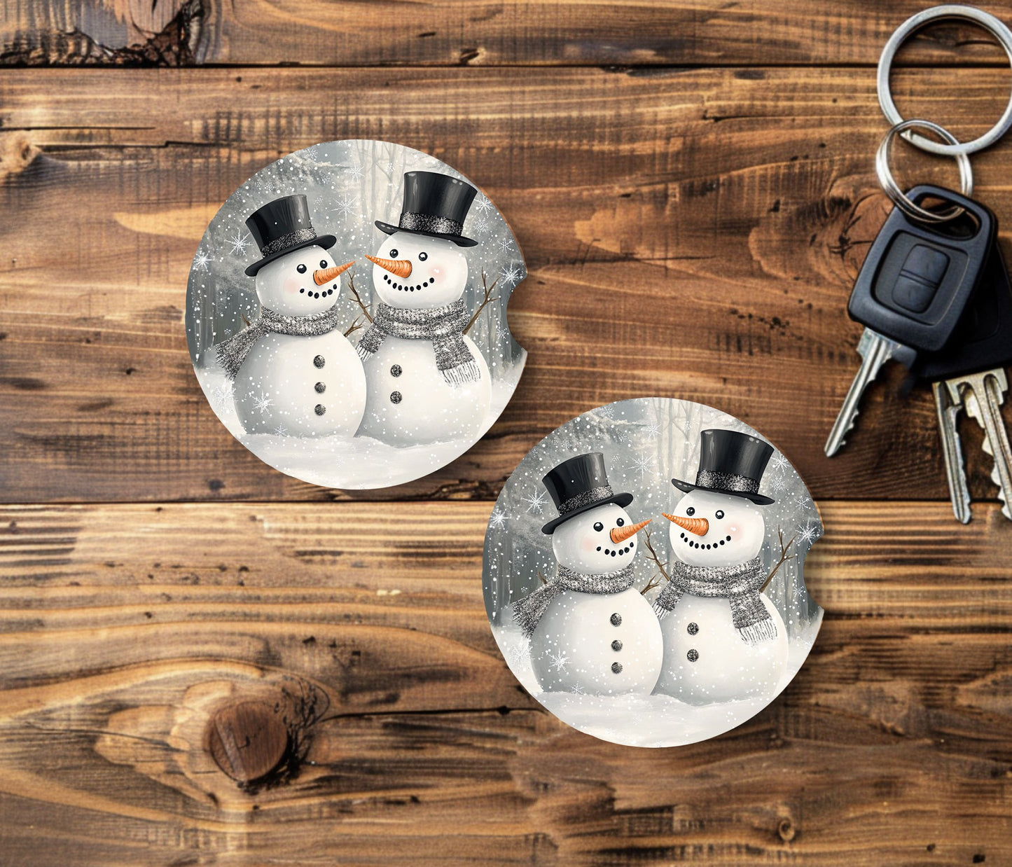 Christmas/Winter Neoprene Car Coasters - 2 pack