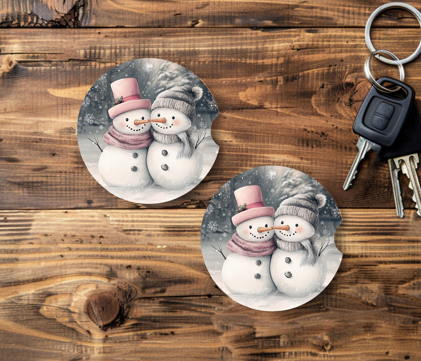 Christmas/Winter Neoprene Car Coasters - 2 pack