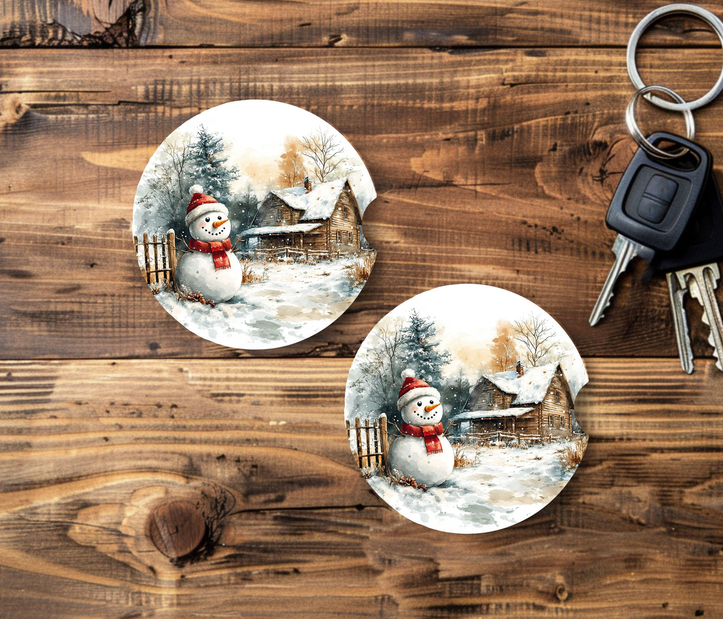 Christmas/Winter Neoprene Car Coasters - 2 pack
